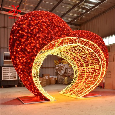 ラブハートデザインのエレガントなクリスマスライトアーチ - 休日と結婚式の装飾に最適